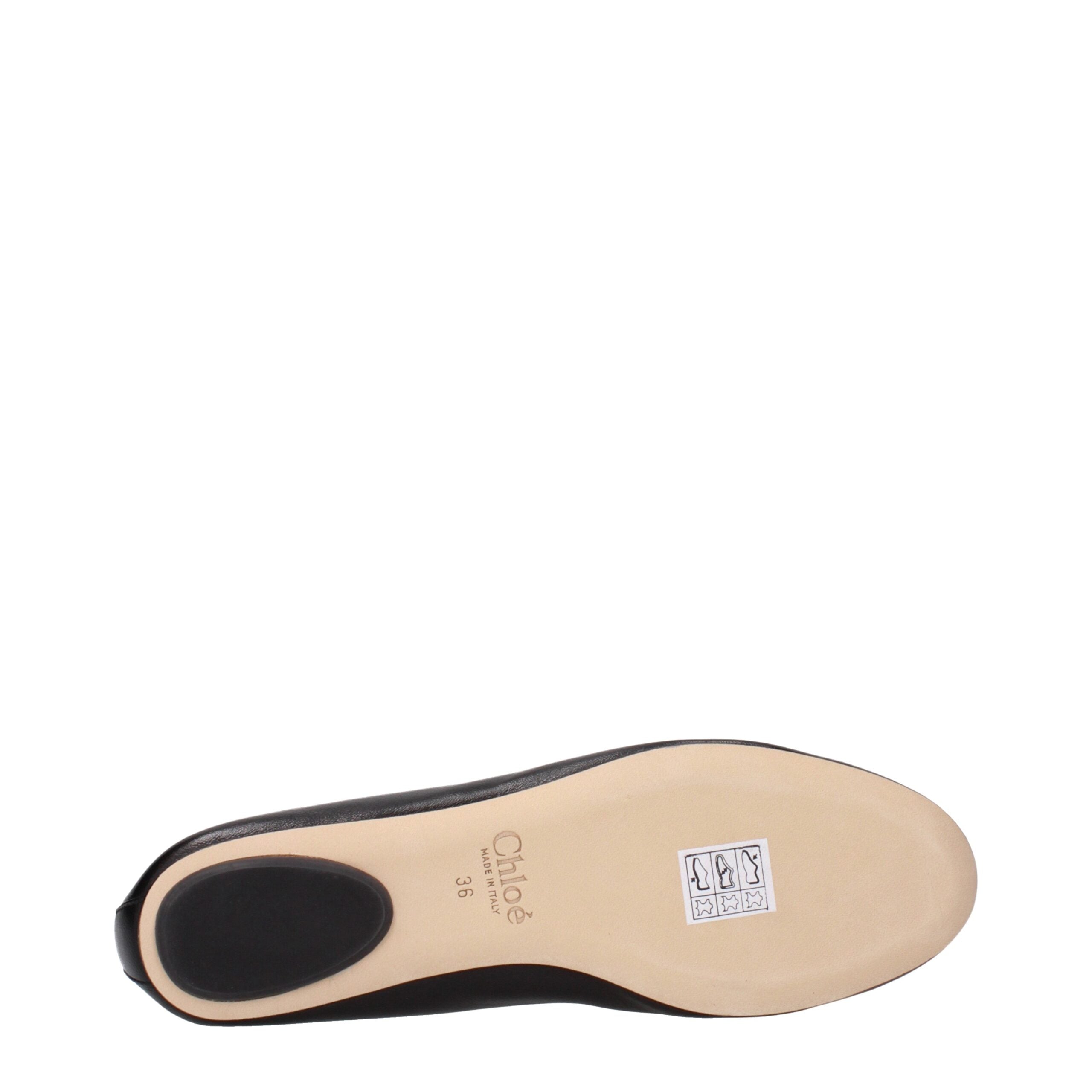 Black Leather Ballet Flats