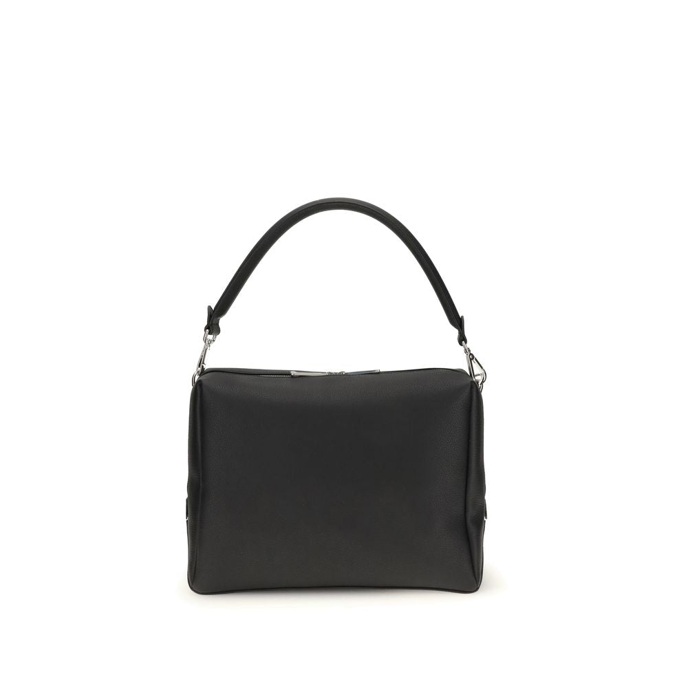 Black Calf Leather Bos Taurus Shoulder Bag - ventzia