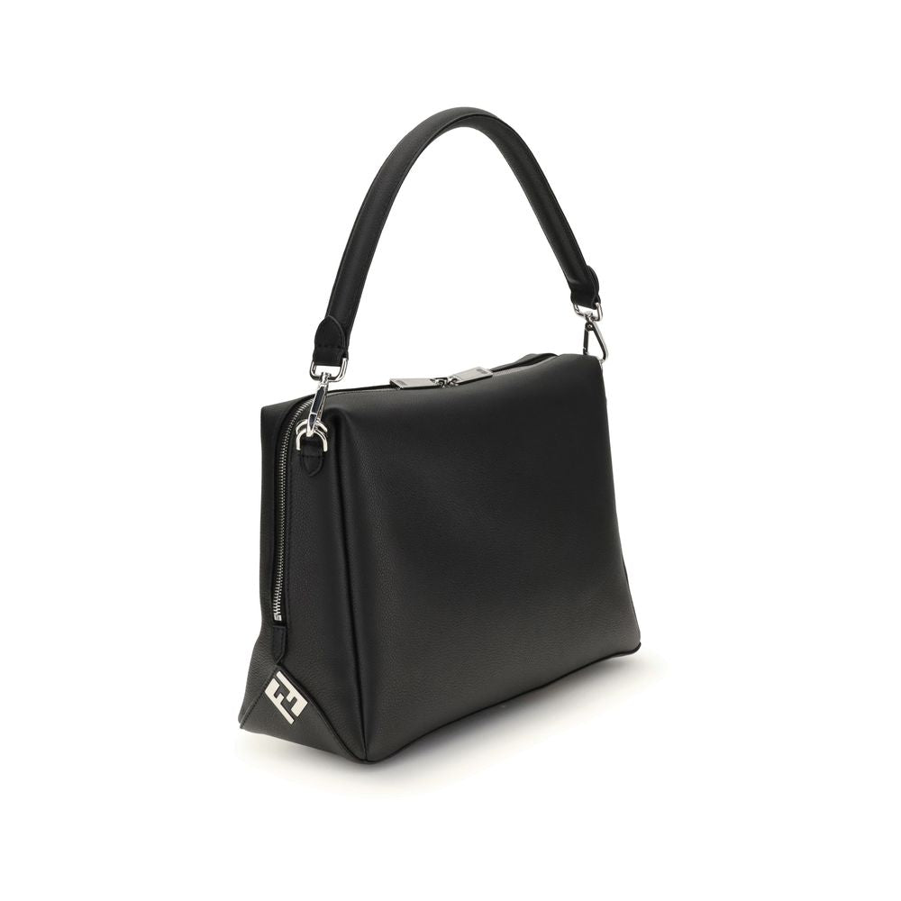 Black Calf Leather Bos Taurus Shoulder Bag - ventzia
