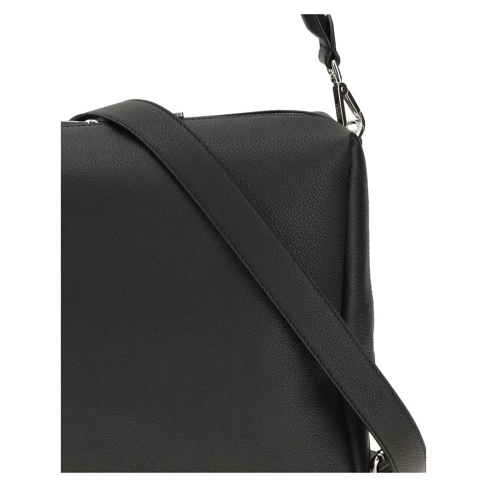 Black Calf Leather Bos Taurus Shoulder Bag - ventzia