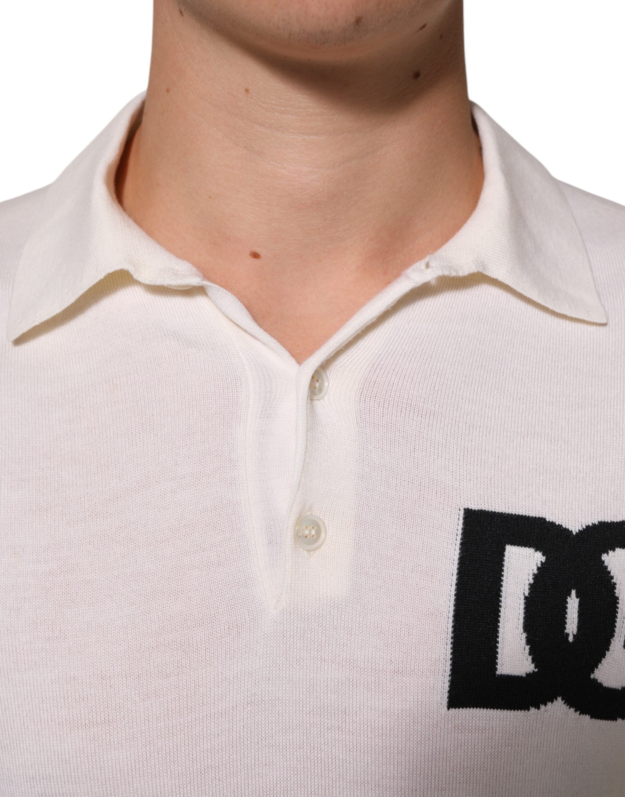White Cotton Collared Short Sleeves T-shirt
