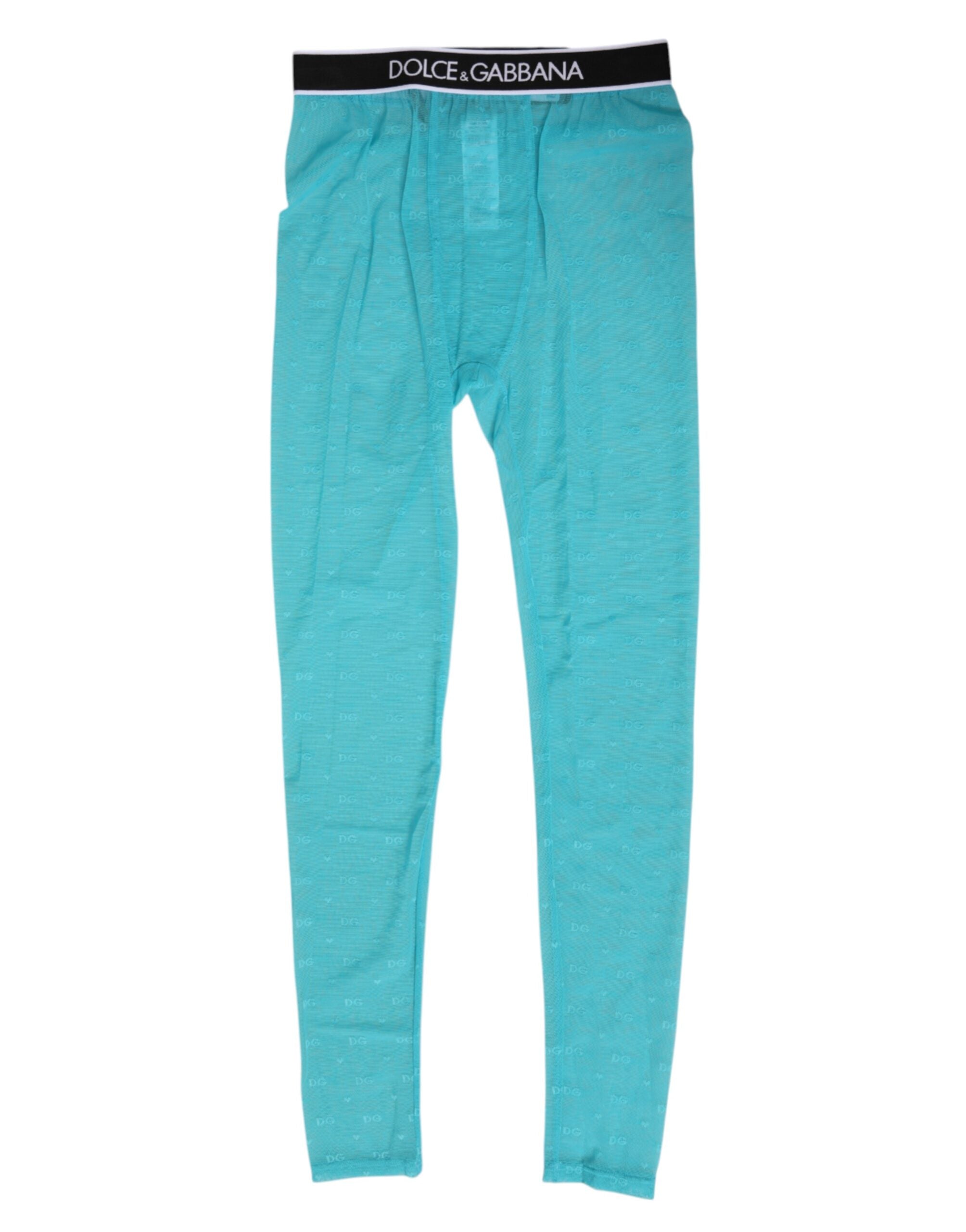 Light Blue Nylon Logo Lace Leggings Pants Underwear - ventzia