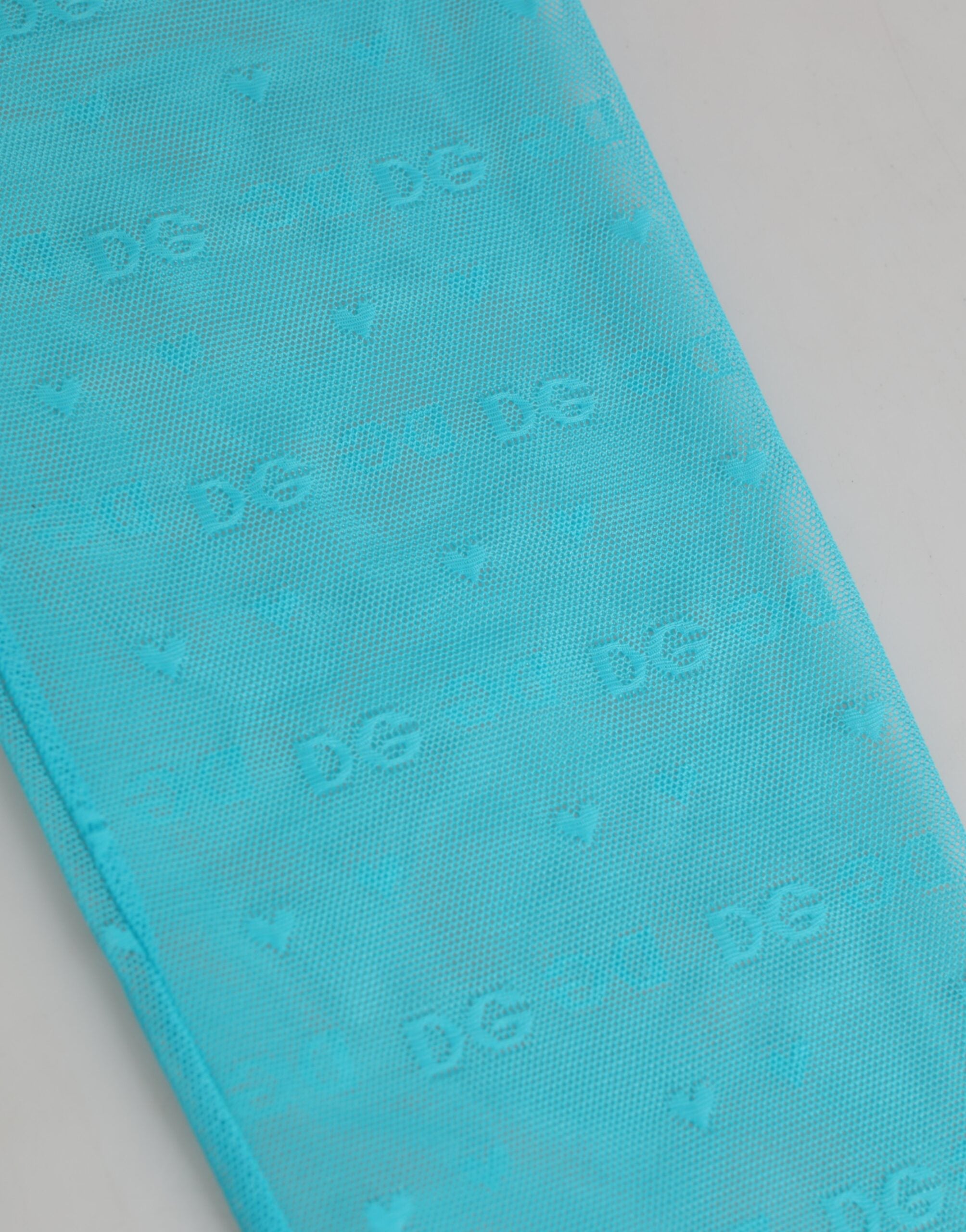 Light Blue Nylon Logo Lace Leggings Pants Underwear - ventzia
