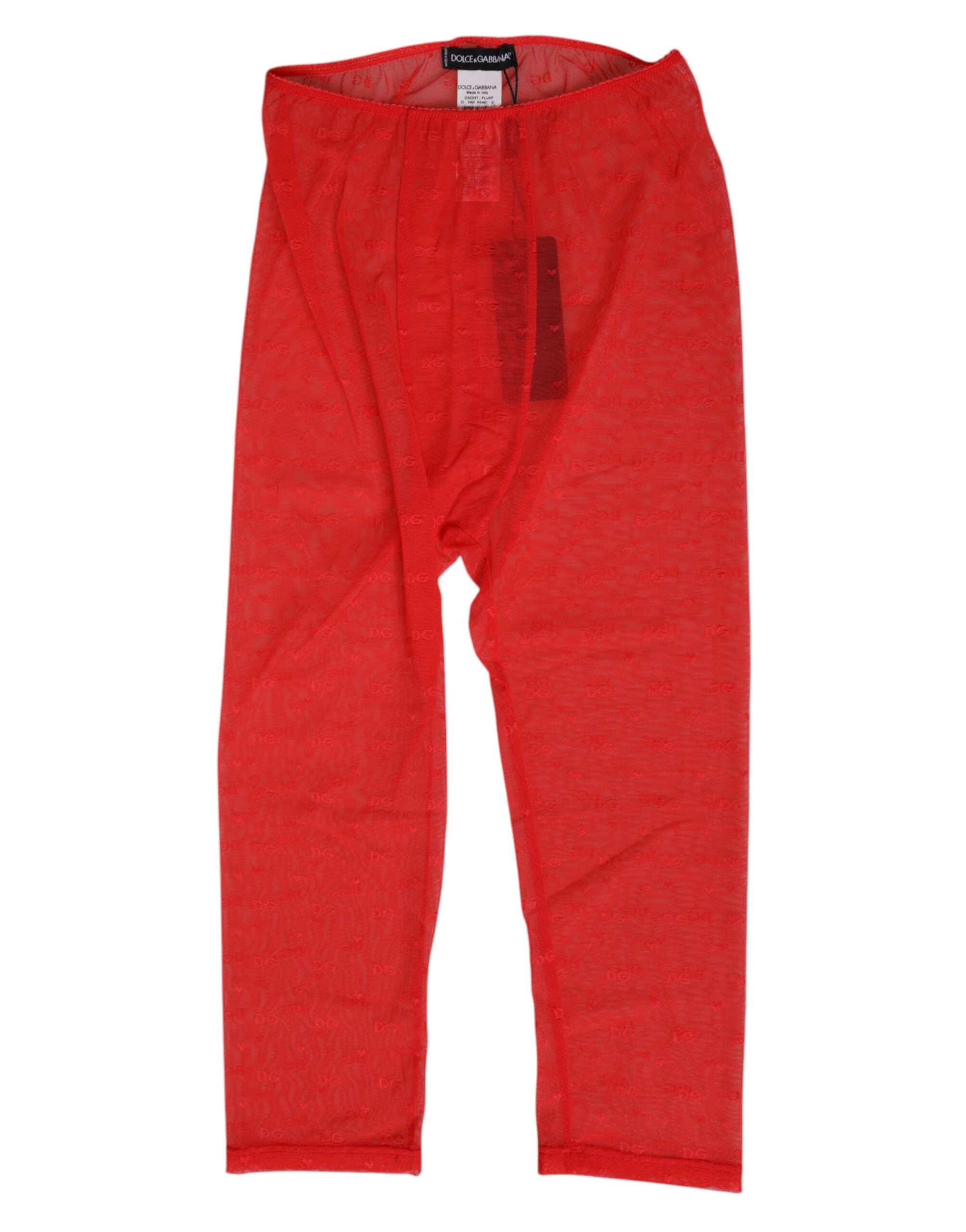 Red Logo Lace Tight Midi Trousers Underwear - ventzia