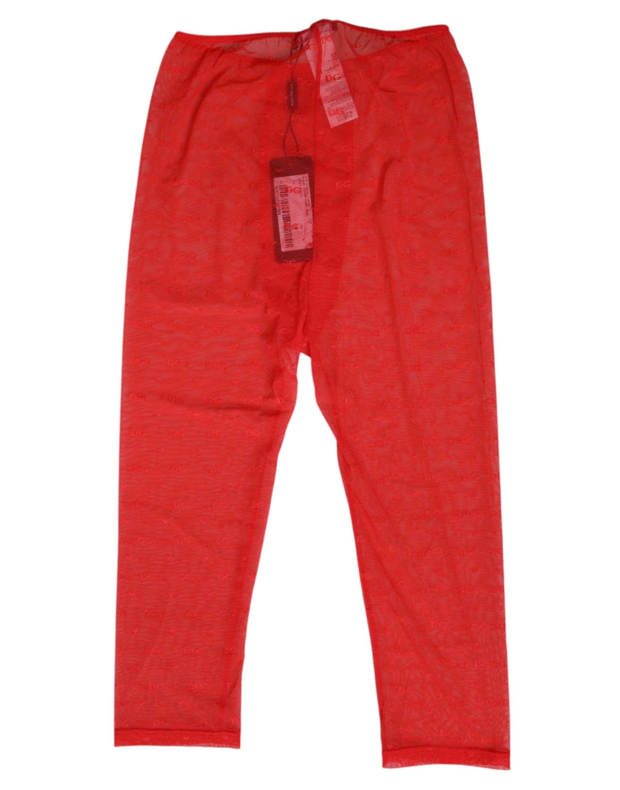 Red Logo Lace Tight Midi Trousers Underwear - ventzia