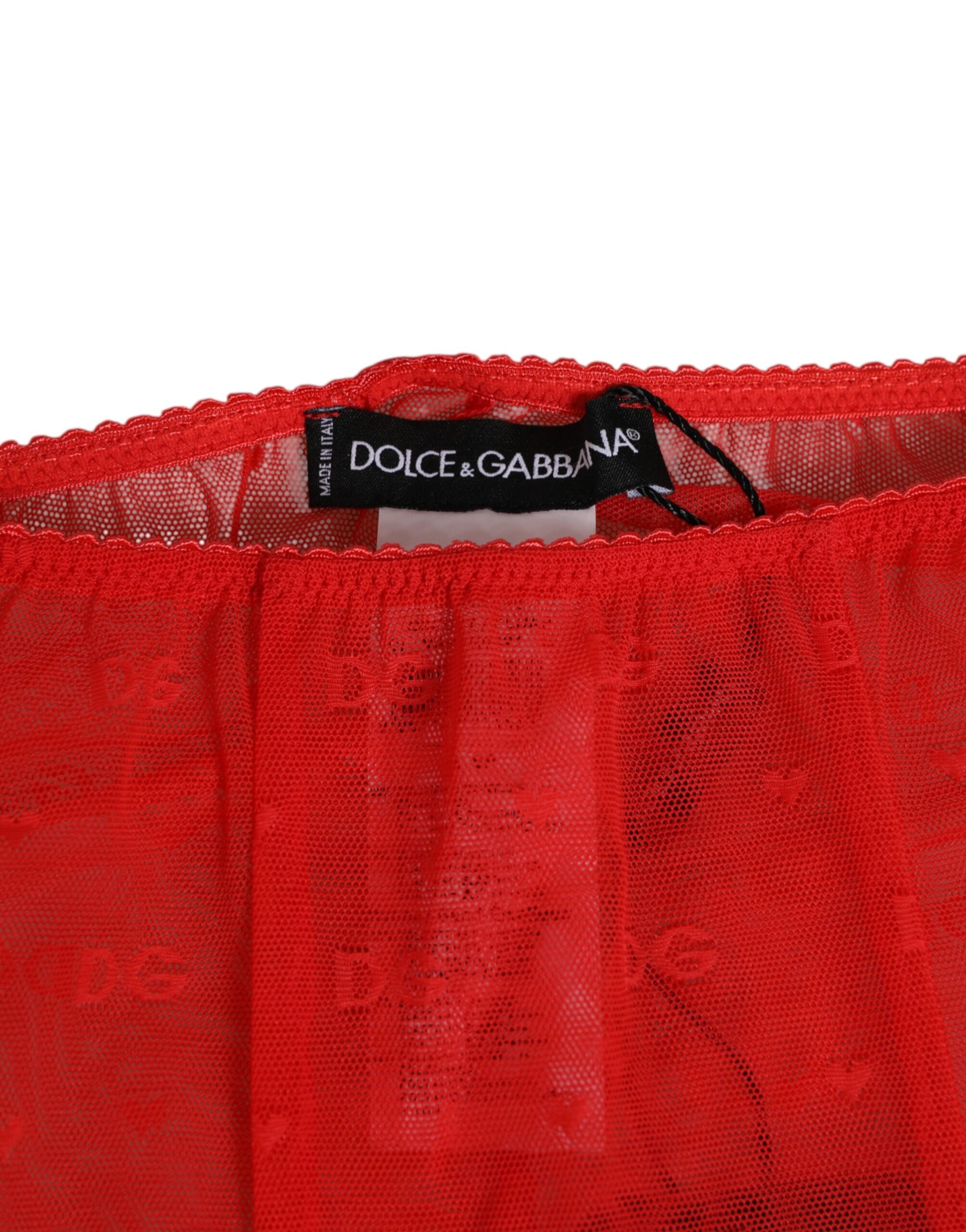 Red Logo Lace Tight Midi Trousers Underwear - ventzia