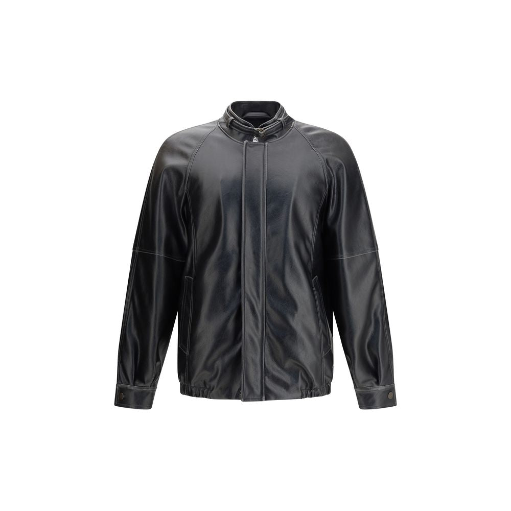 Black Polyester Bomber - ventzia