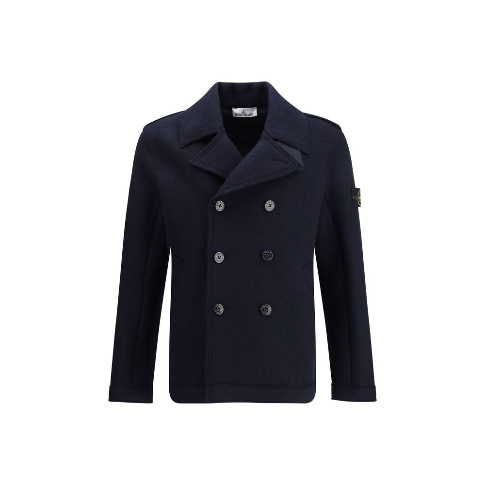 Blue Fleece Wool Coat - ventzia