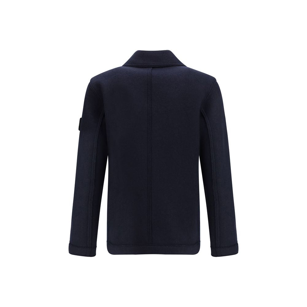 Blue Fleece Wool Coat - ventzia