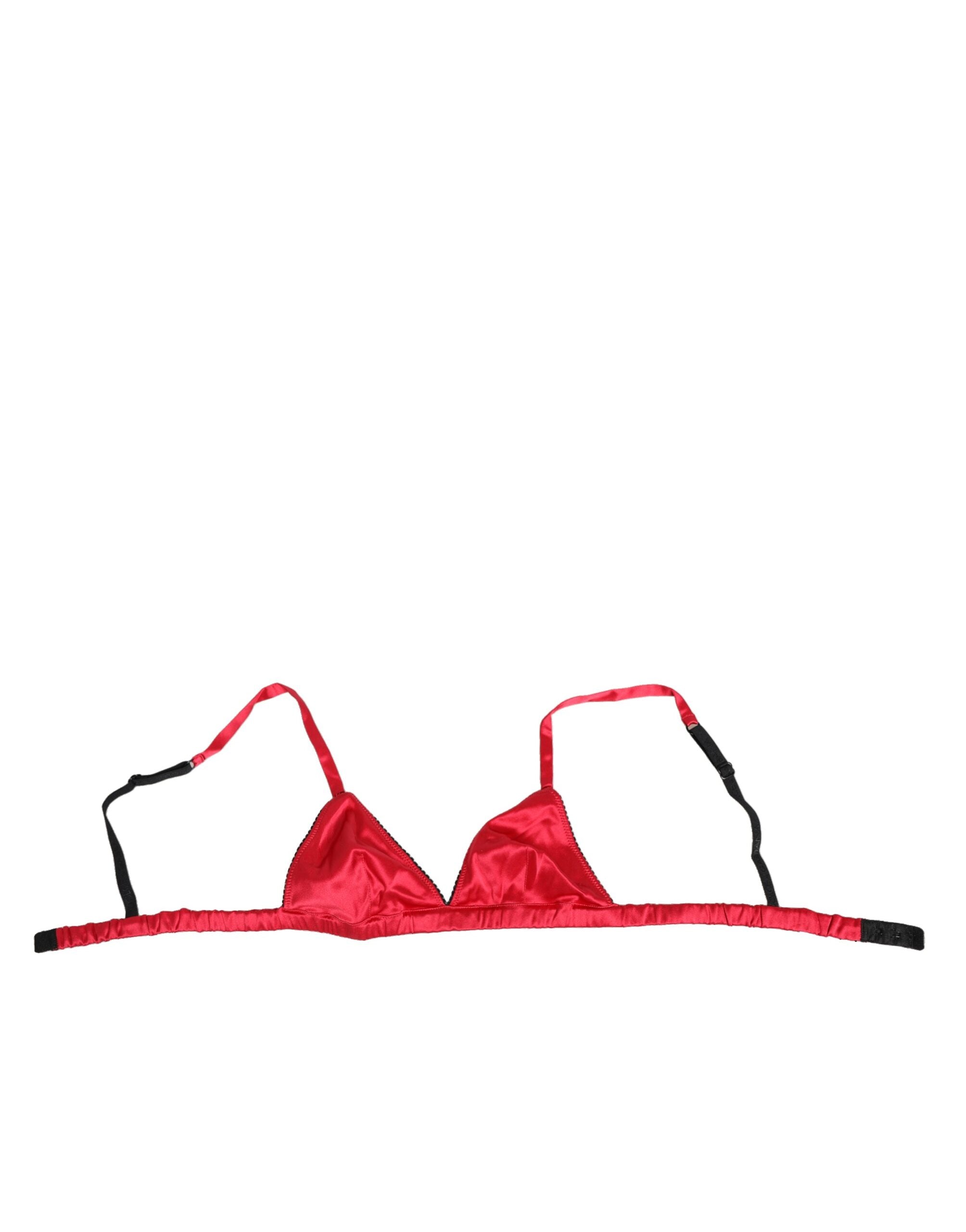 Red Silk Satin Triangle Soft Cup Br Underwear - ventzia