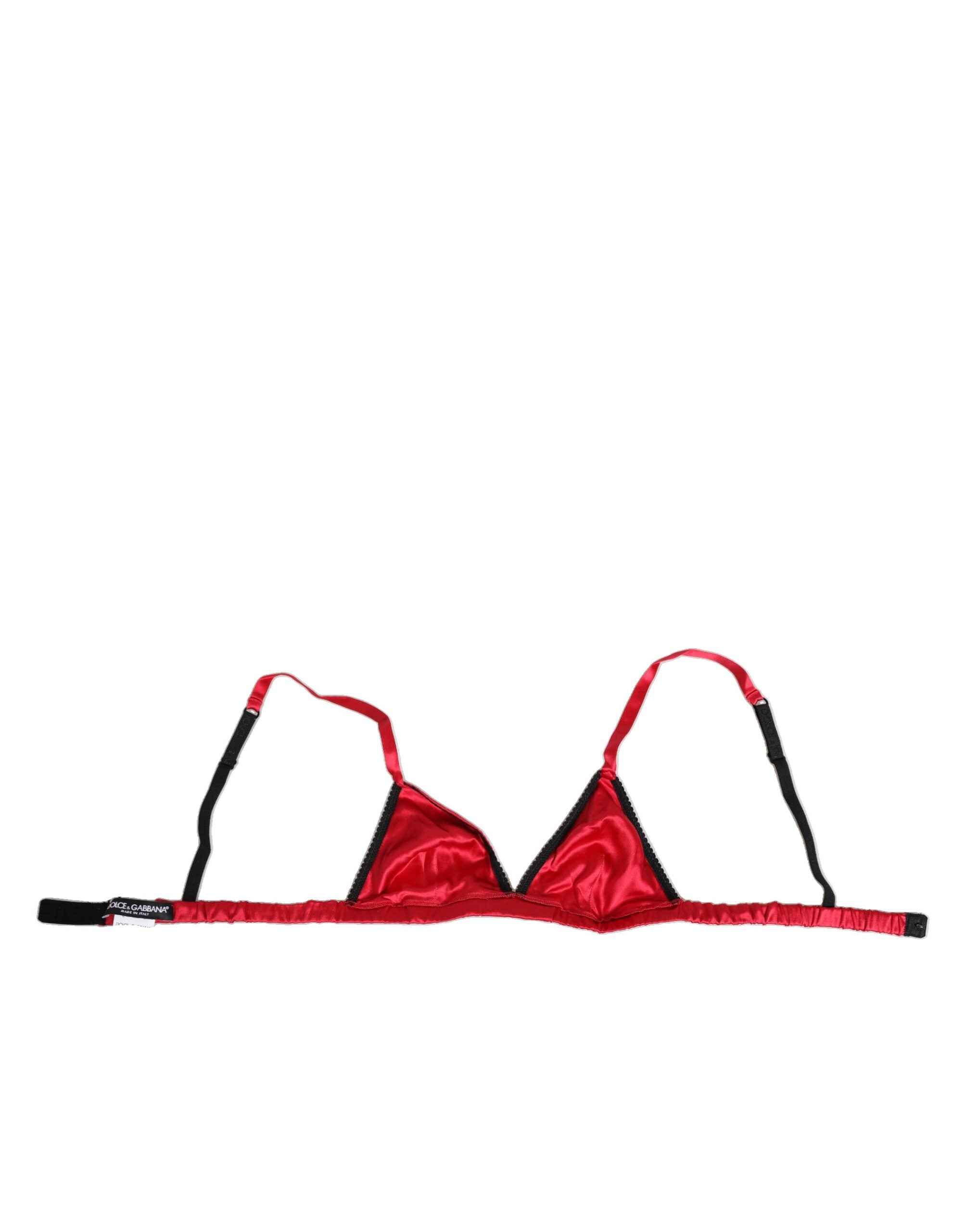 Red Silk Satin Triangle Soft Cup Br Underwear - ventzia