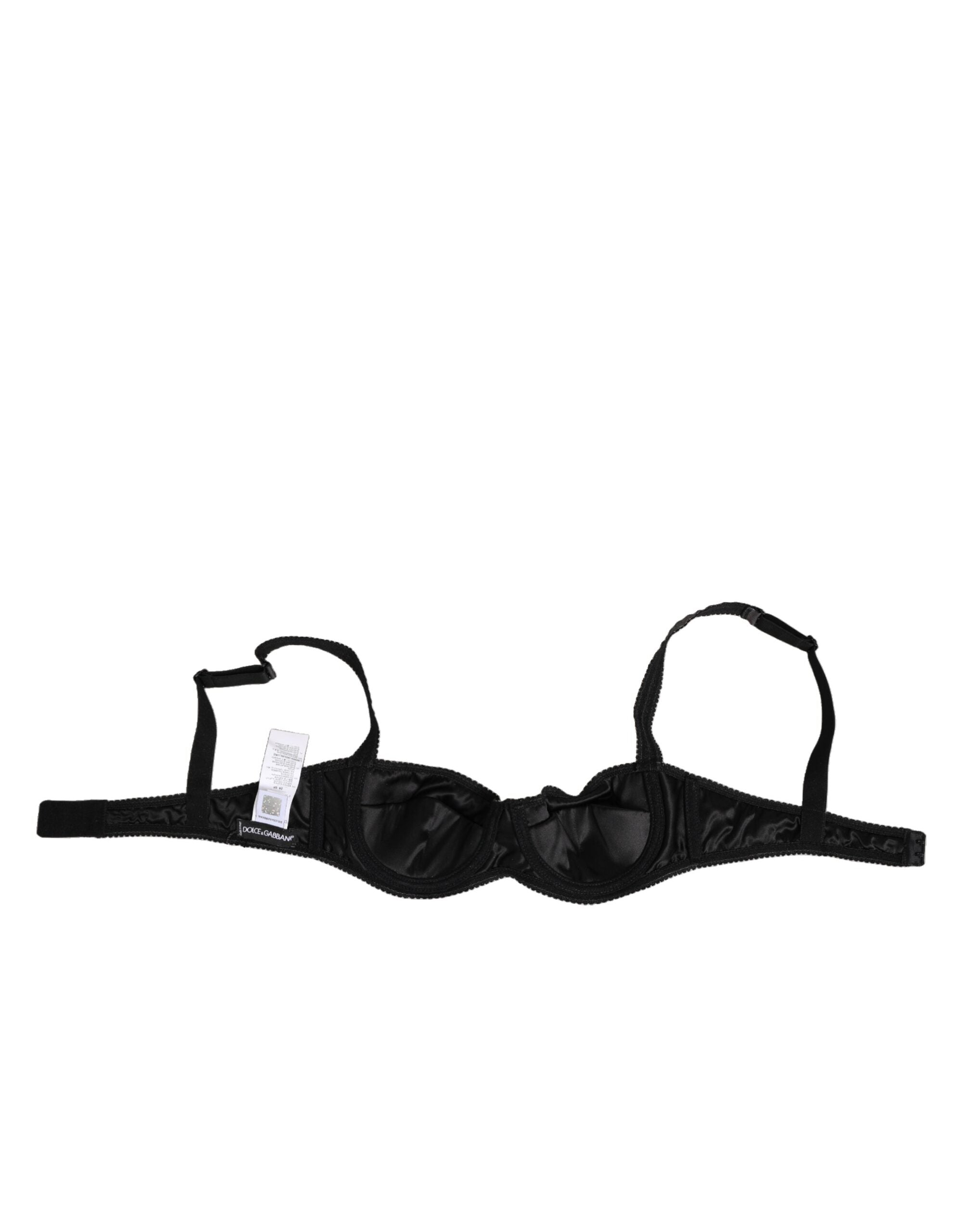 Black Acetate Stretch Balconette Bra Underwear - ventzia