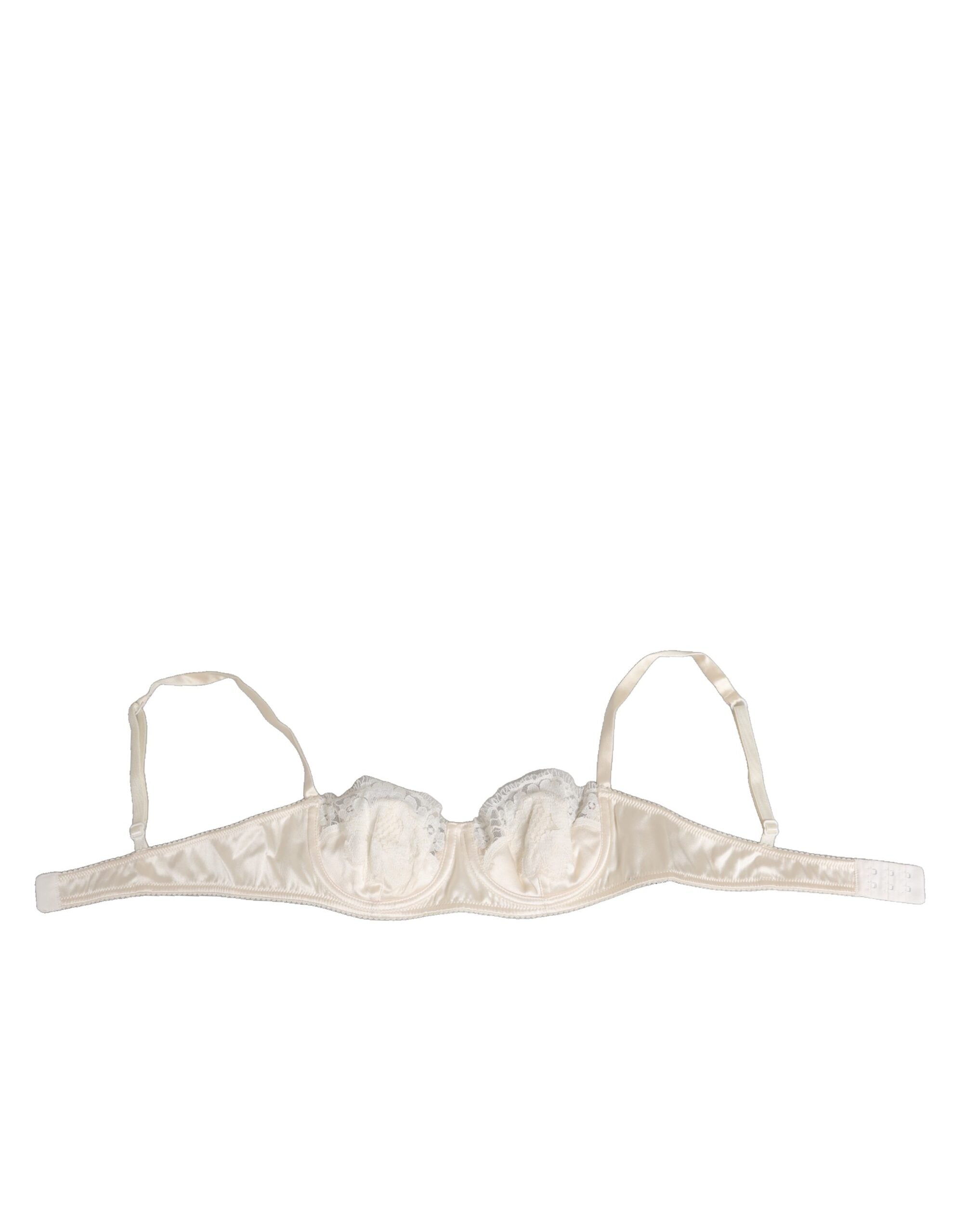 Off White Silk Underwired Balconette Bra Underwear - ventzia