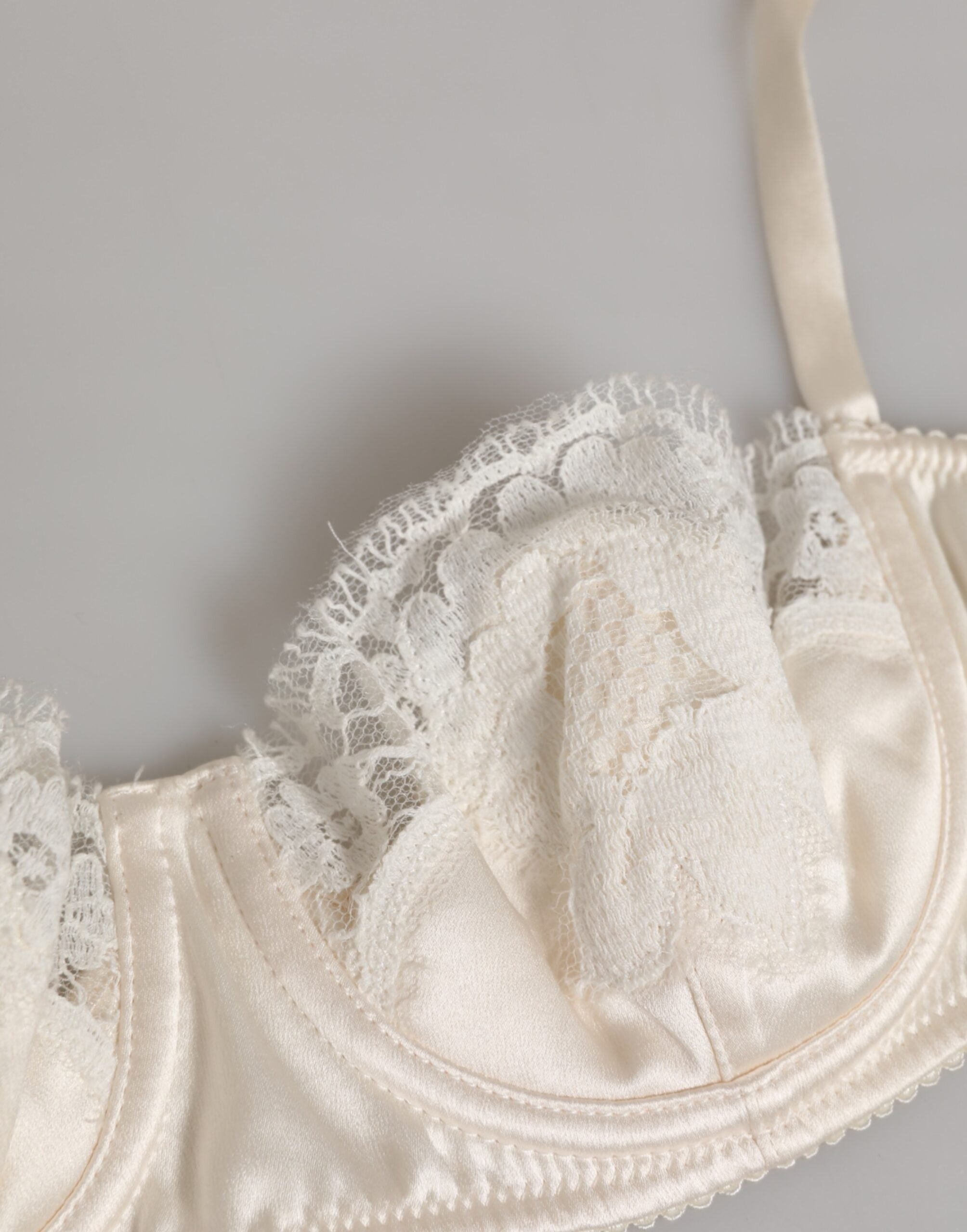 Off White Silk Underwired Balconette Bra Underwear - ventzia