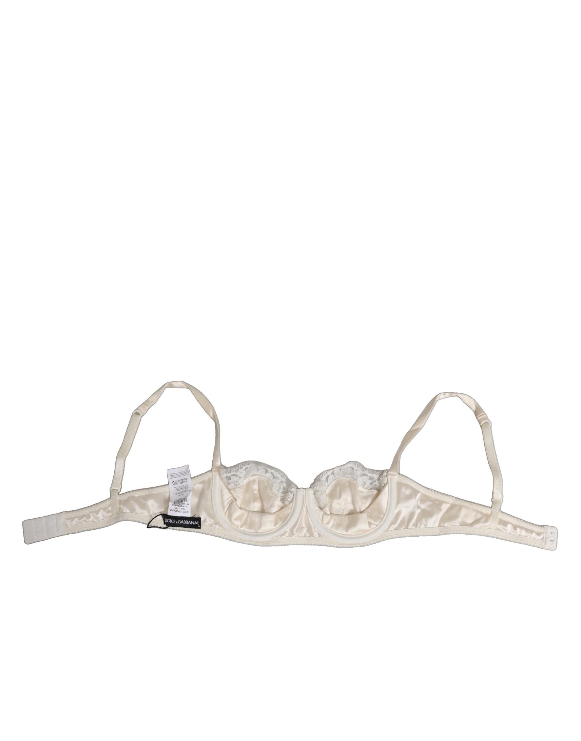 Off White Silk Underwired Balconette Bra Underwear - ventzia