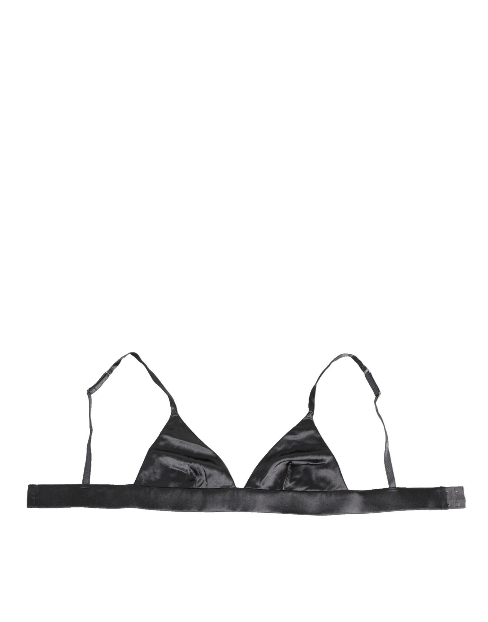 Black Silk Satin Triangle Soft Cup Underwear - ventzia