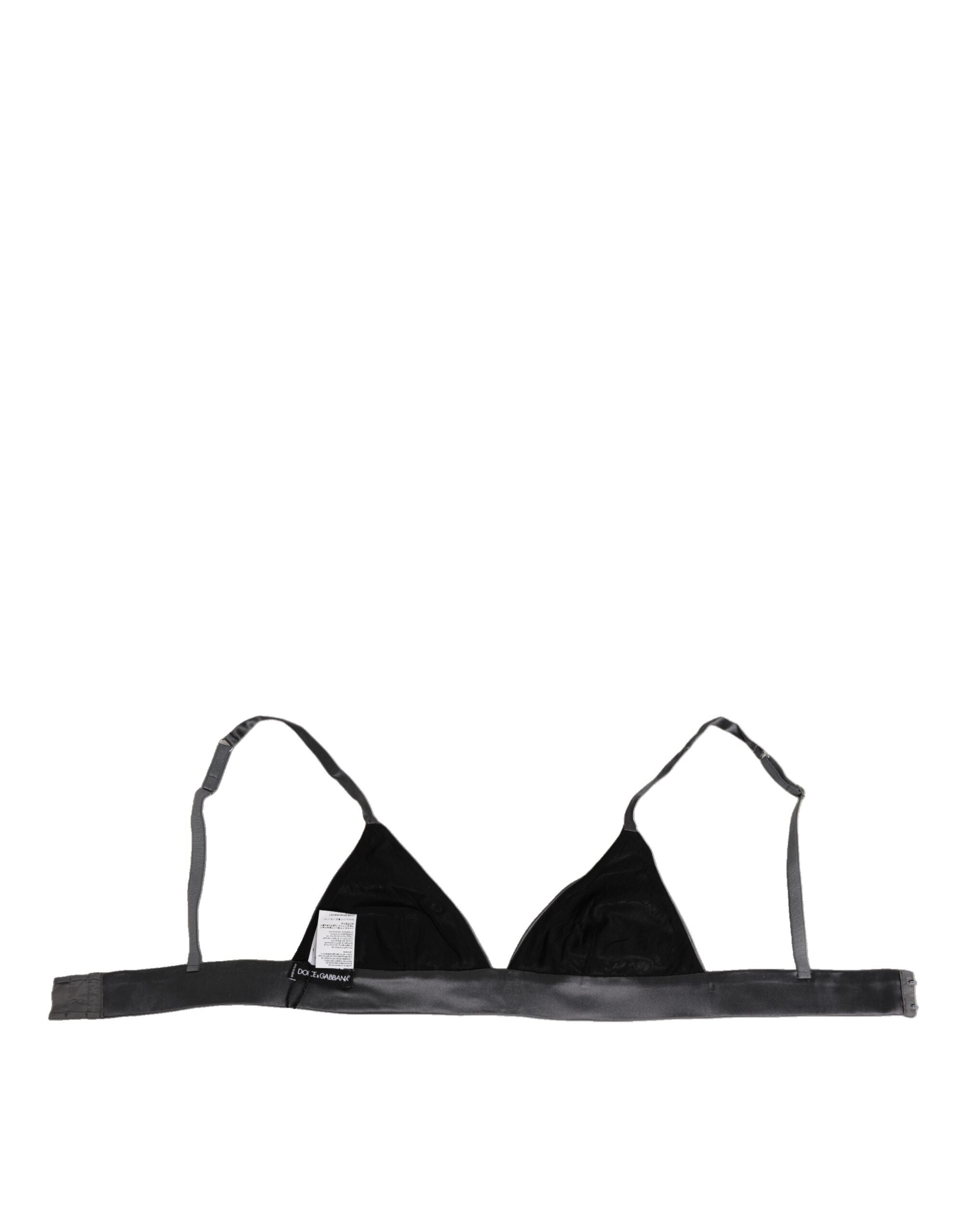 Black Silk Satin Triangle Soft Cup Underwear - ventzia