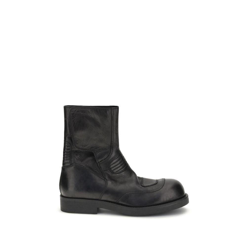 Black Leather Ankle Boots - ventzia