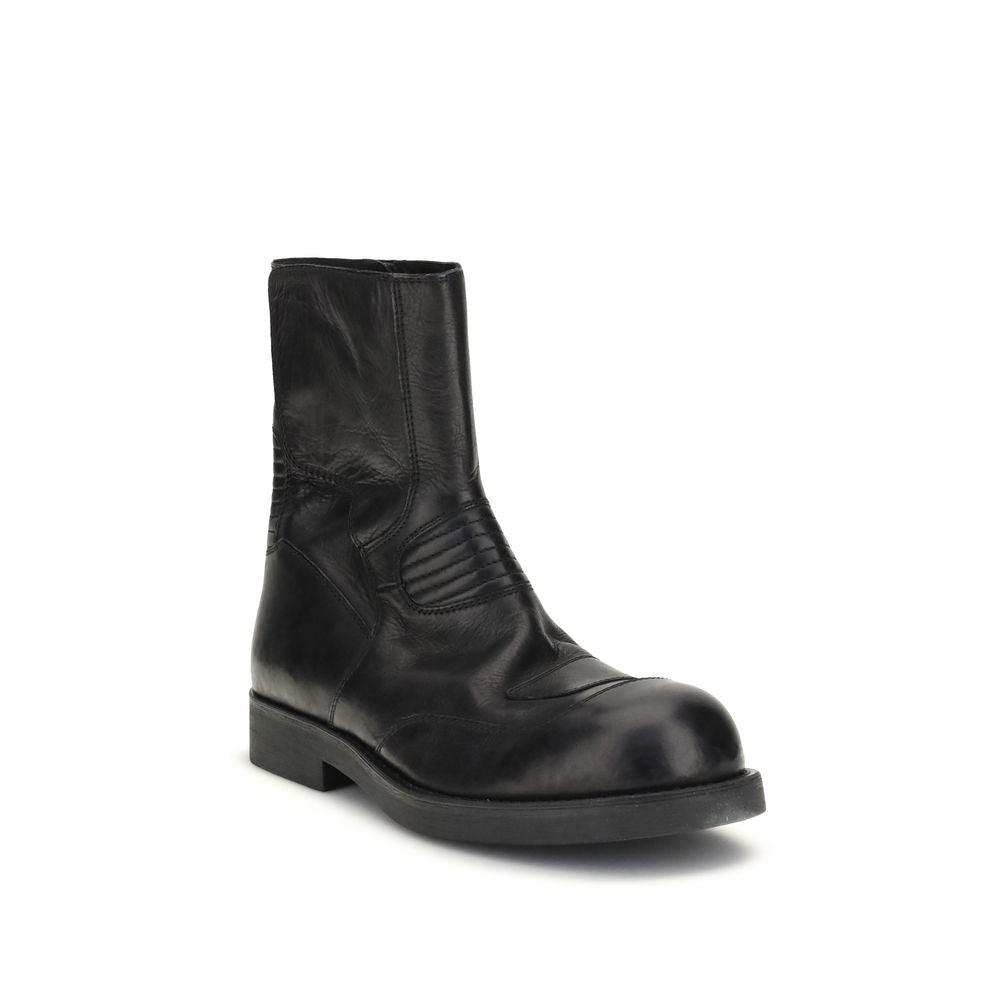 Black Leather Ankle Boots - ventzia