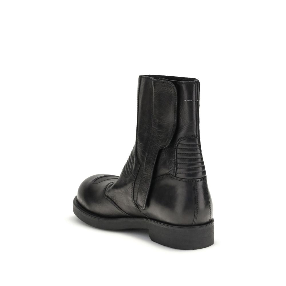 Black Leather Ankle Boots - ventzia