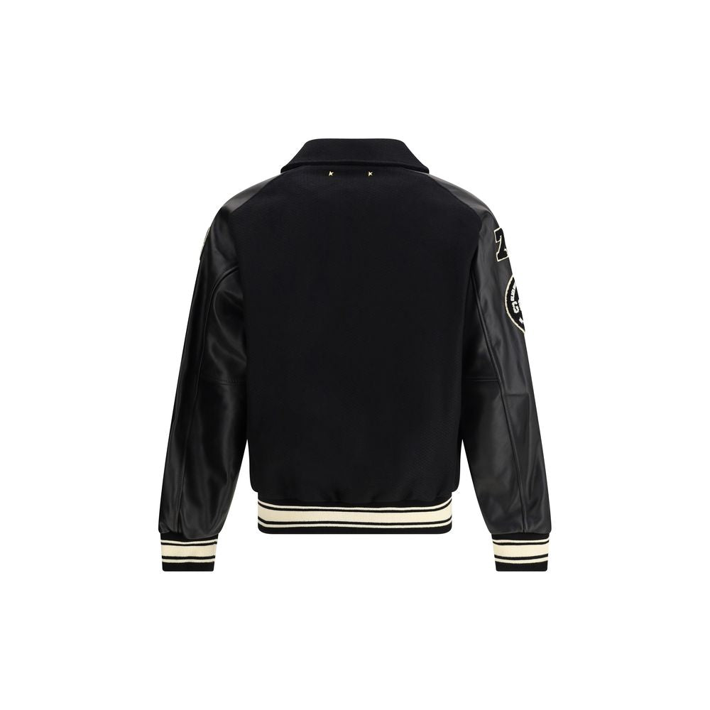 Black Fleece Wool Bomber - ventzia