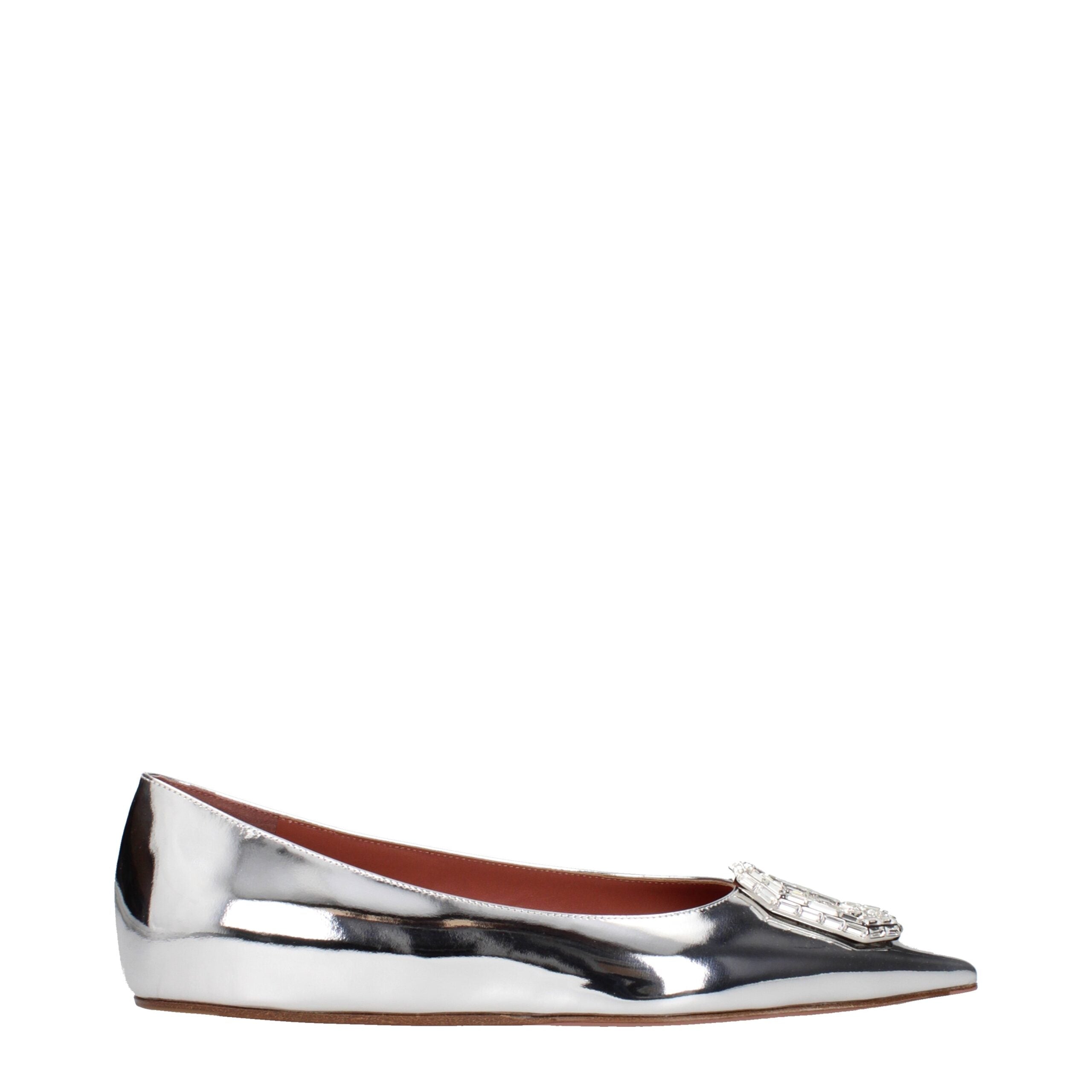 Gray Leather Ballet Flats