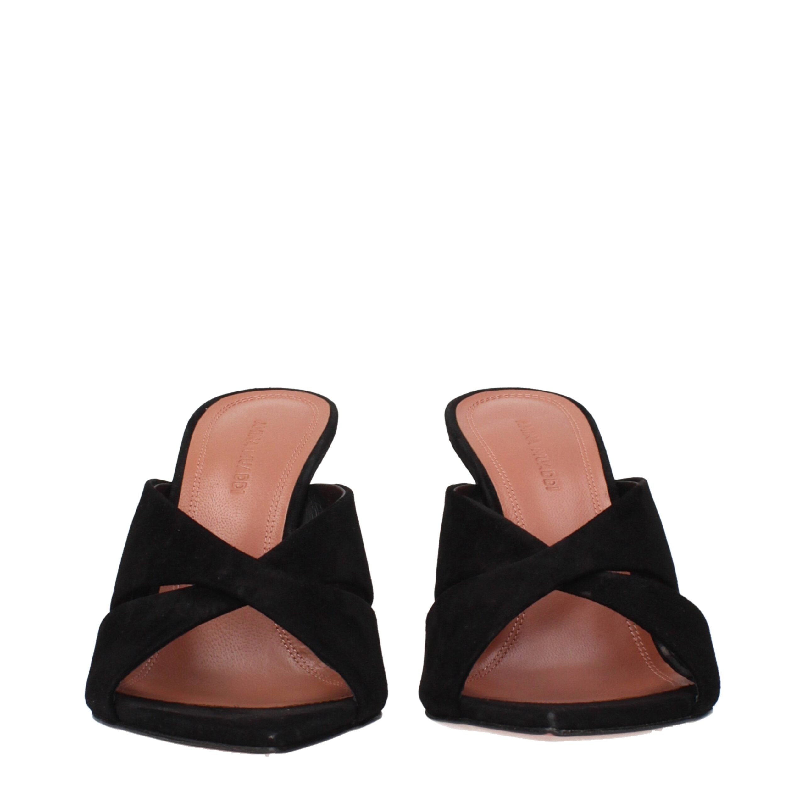 Black Leather Stiletto Heel Sandals - ventzia