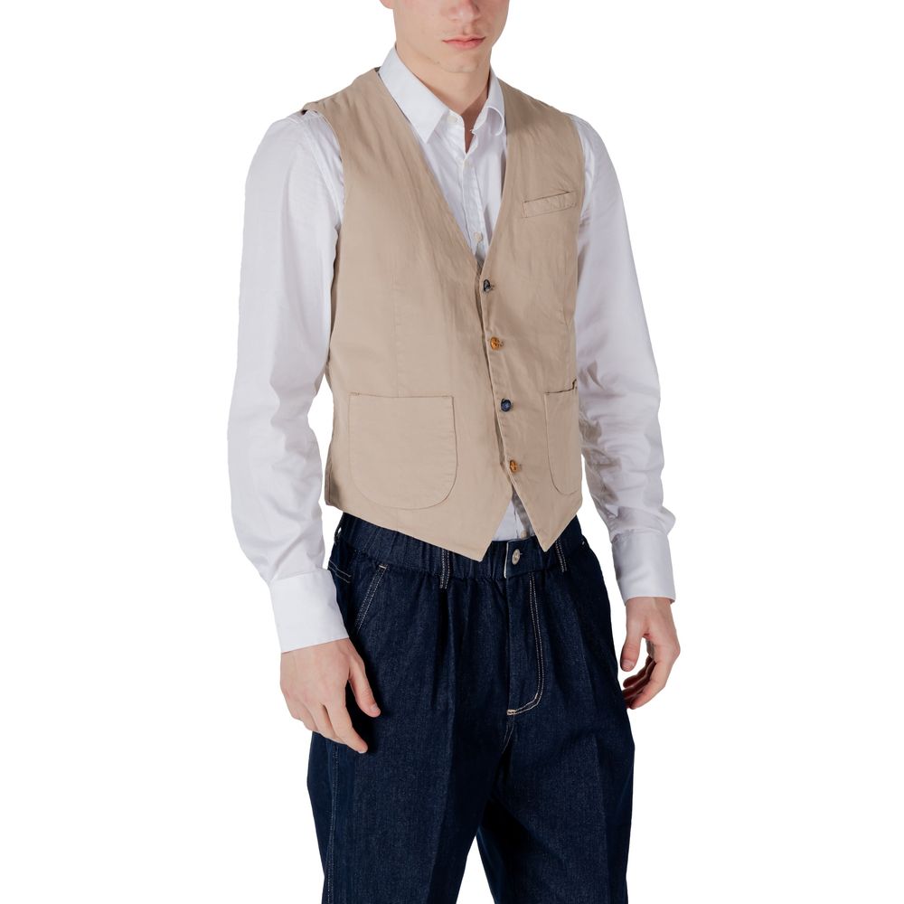 Beige Cotton Waistcoat - ventzia