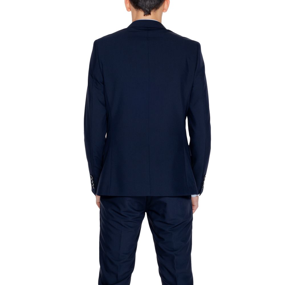 Blue Polyester Blazer - ventzia