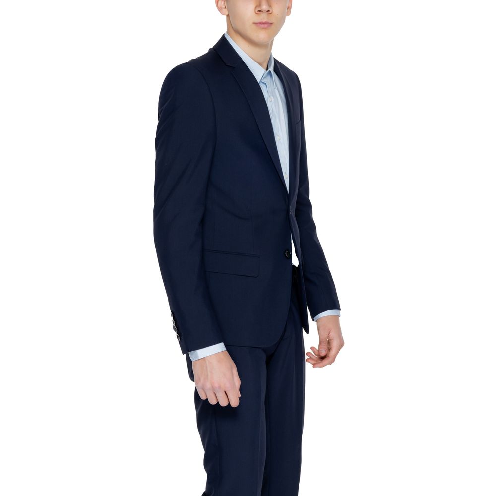 Blue Polyester Blazer - ventzia