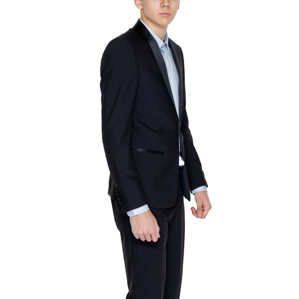 Black Polyester Blazer - ventzia