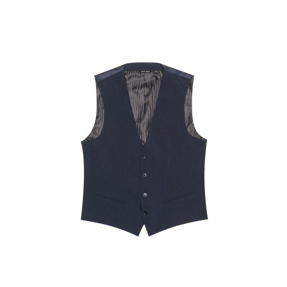 Blue Polyester Waistcoat - ventzia
