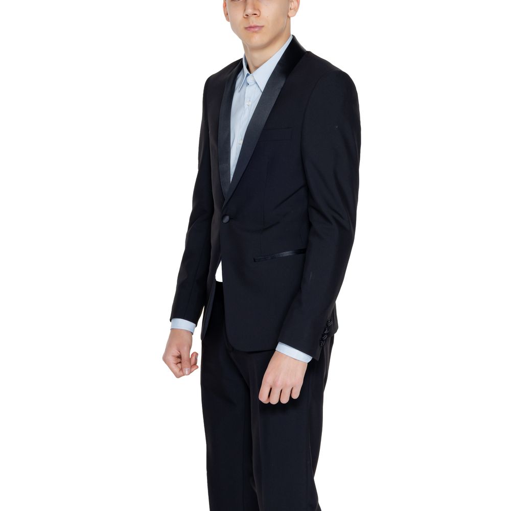Black Polyester Blazer - ventzia