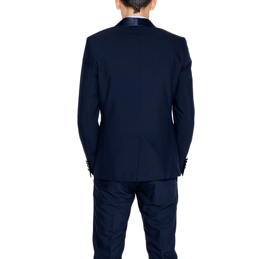 Blue Polyester Blazer - ventzia