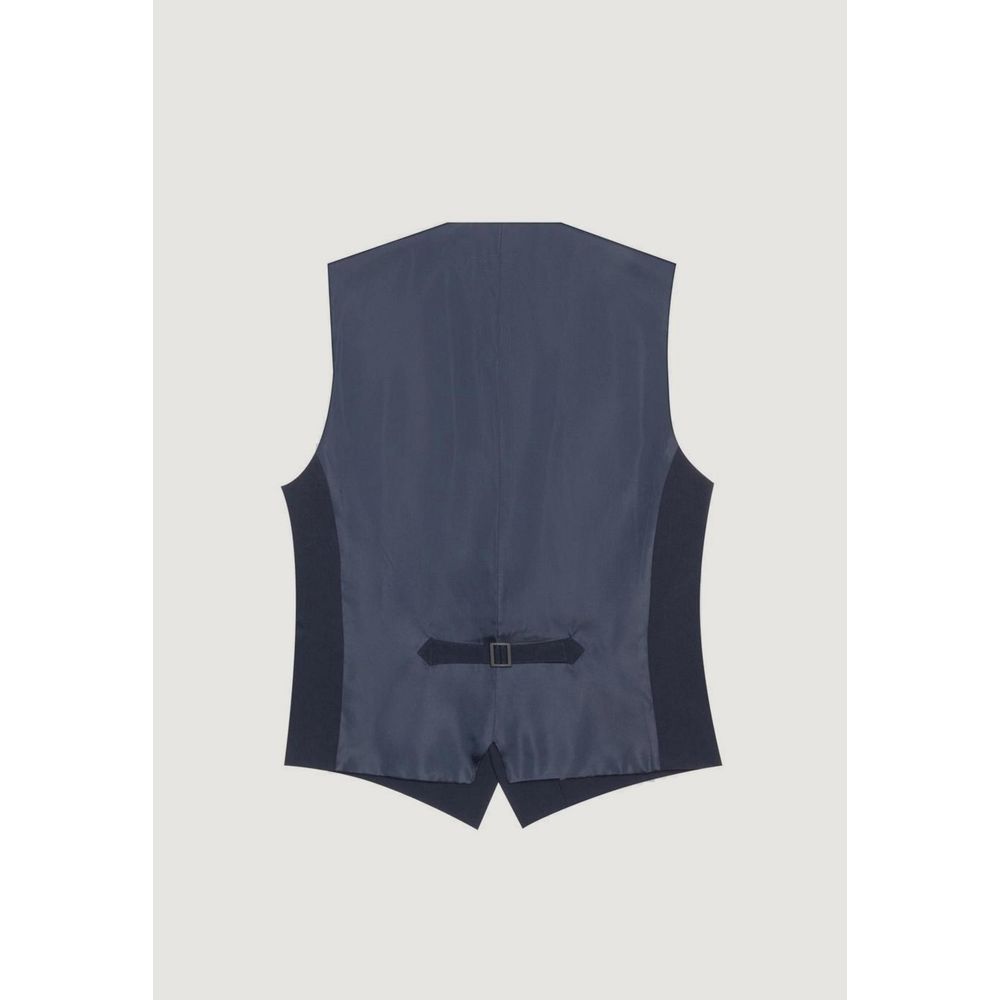 Blue Polyester Waistcoat - ventzia