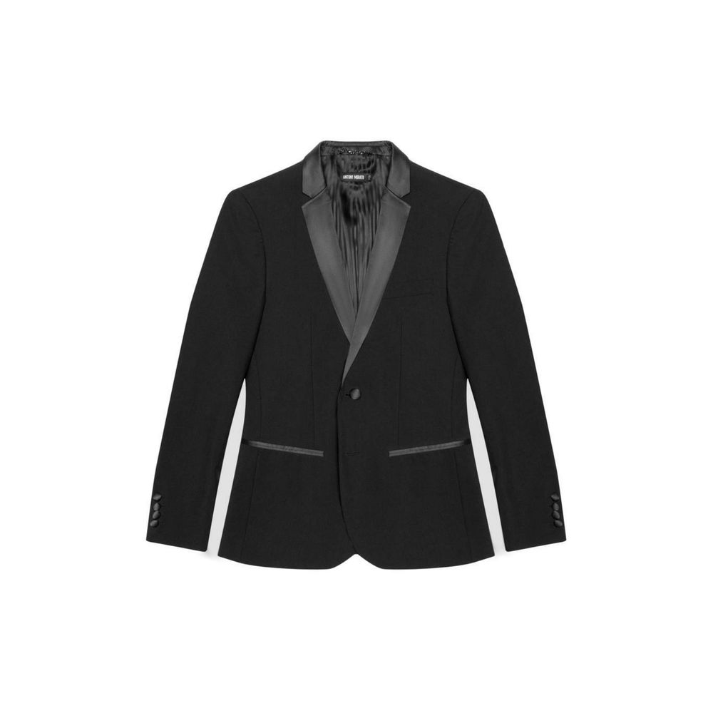 Black Polyester Blazer - ventzia