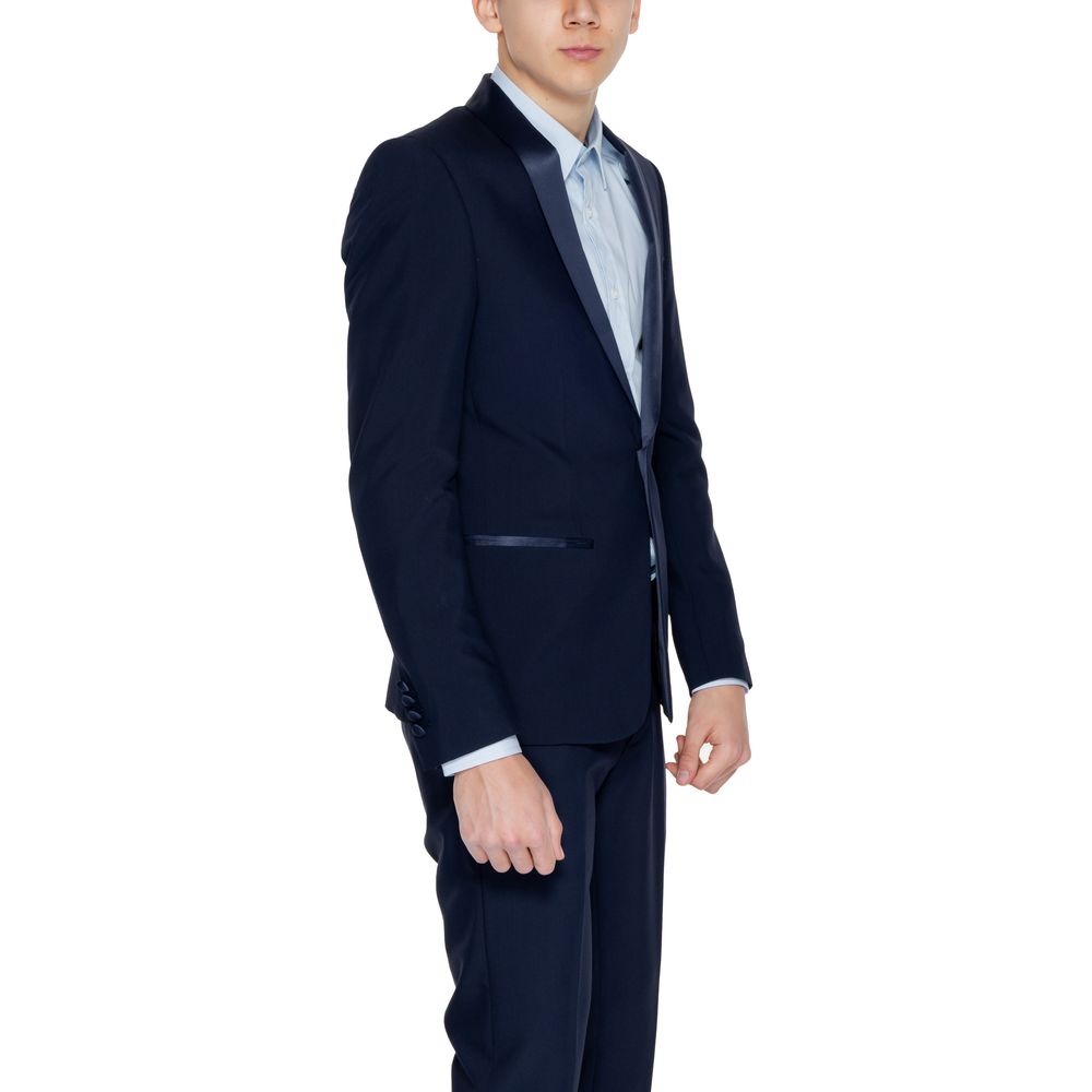 Blue Polyester Blazer - ventzia