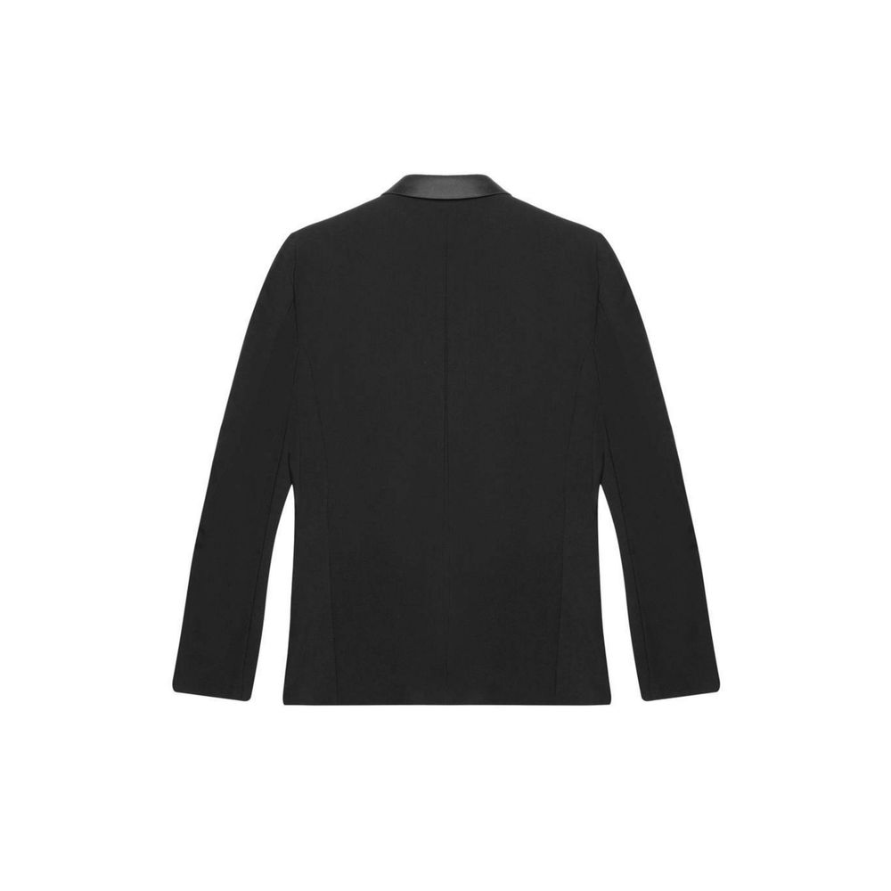 Black Polyester Blazer - ventzia
