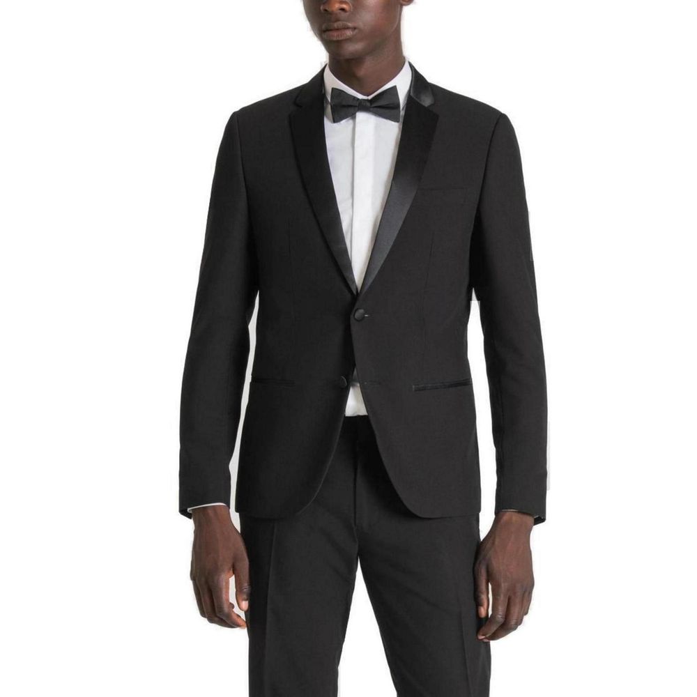 Black Polyester Blazer - ventzia