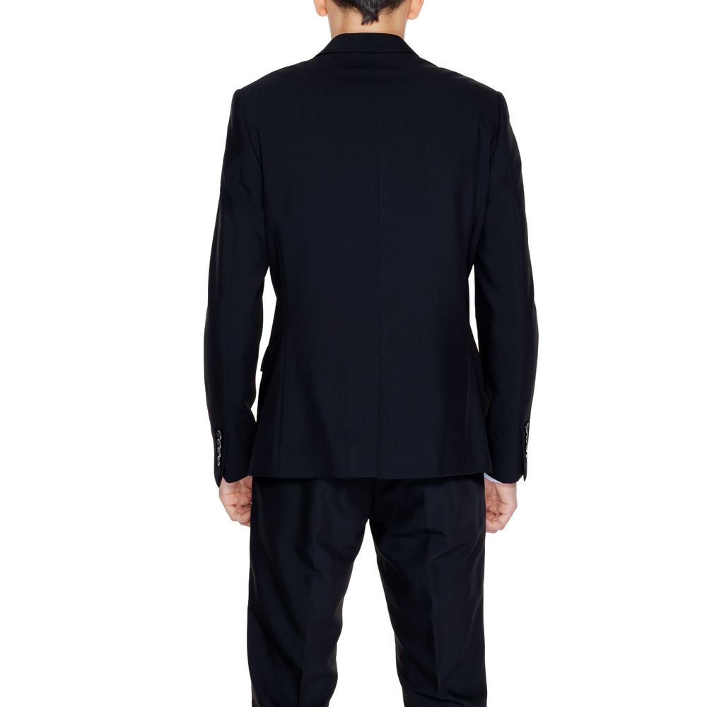 Black Polyester Blazer - ventzia