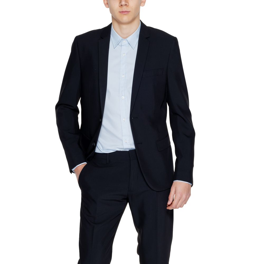 Black Polyester Blazer - ventzia