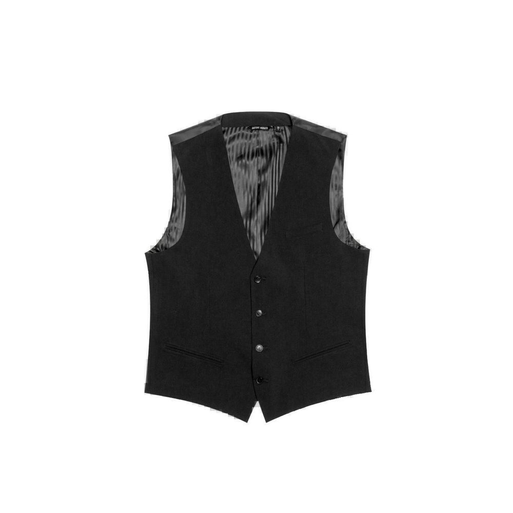 Black Polyester Waistcoat - ventzia