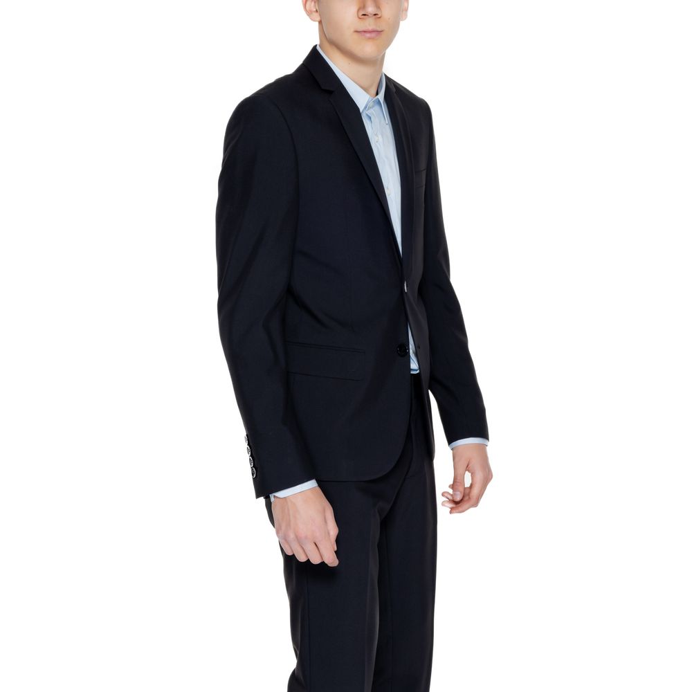 Black Polyester Blazer - ventzia