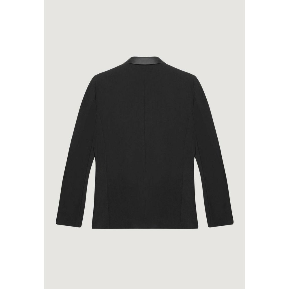 Black Polyester Blazer - ventzia