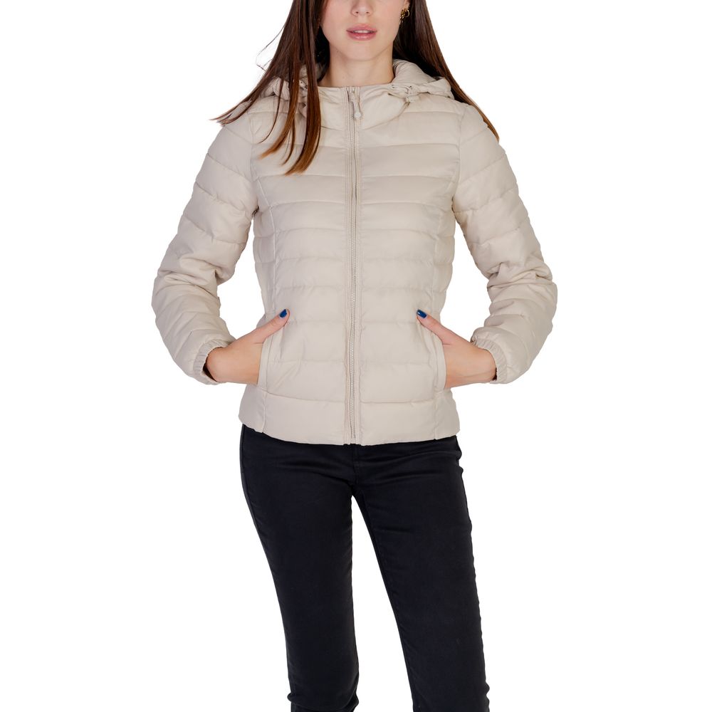 Beige Nylon Jackets & Coat - ventzia