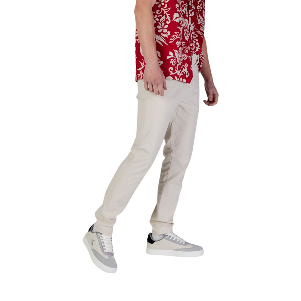 Beige Cotton Skinny Pants - ventzia