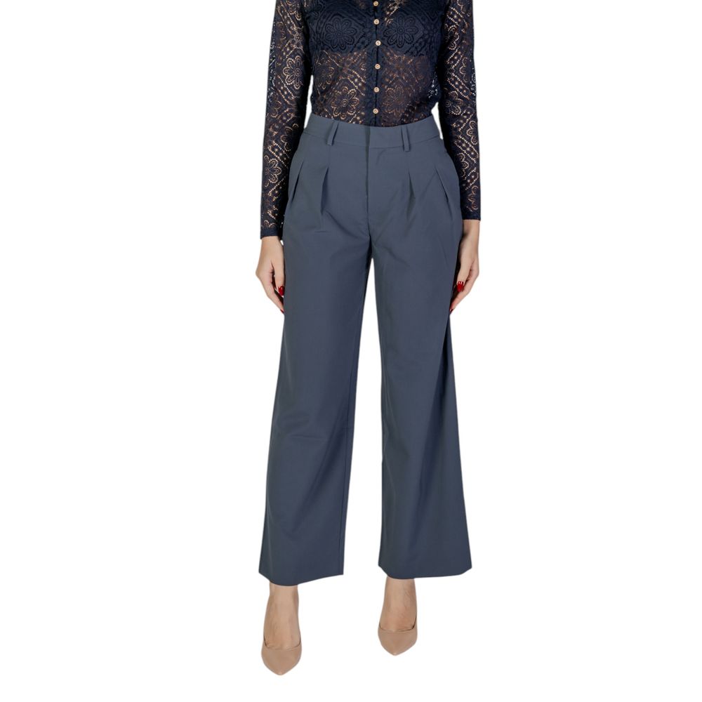 Gray Recycled Polyester Casual Pants - ventzia