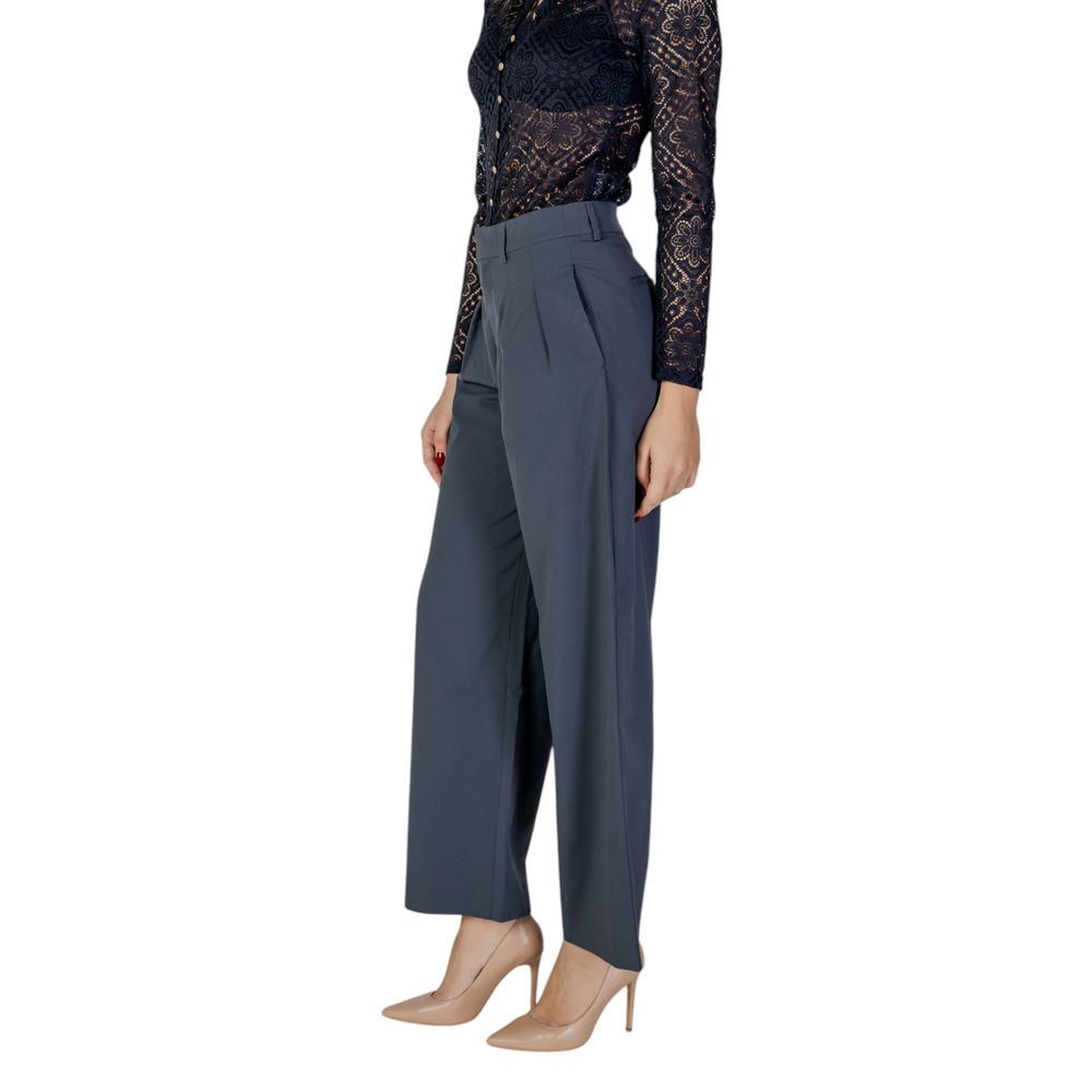 Gray Recycled Polyester Casual Pants - ventzia