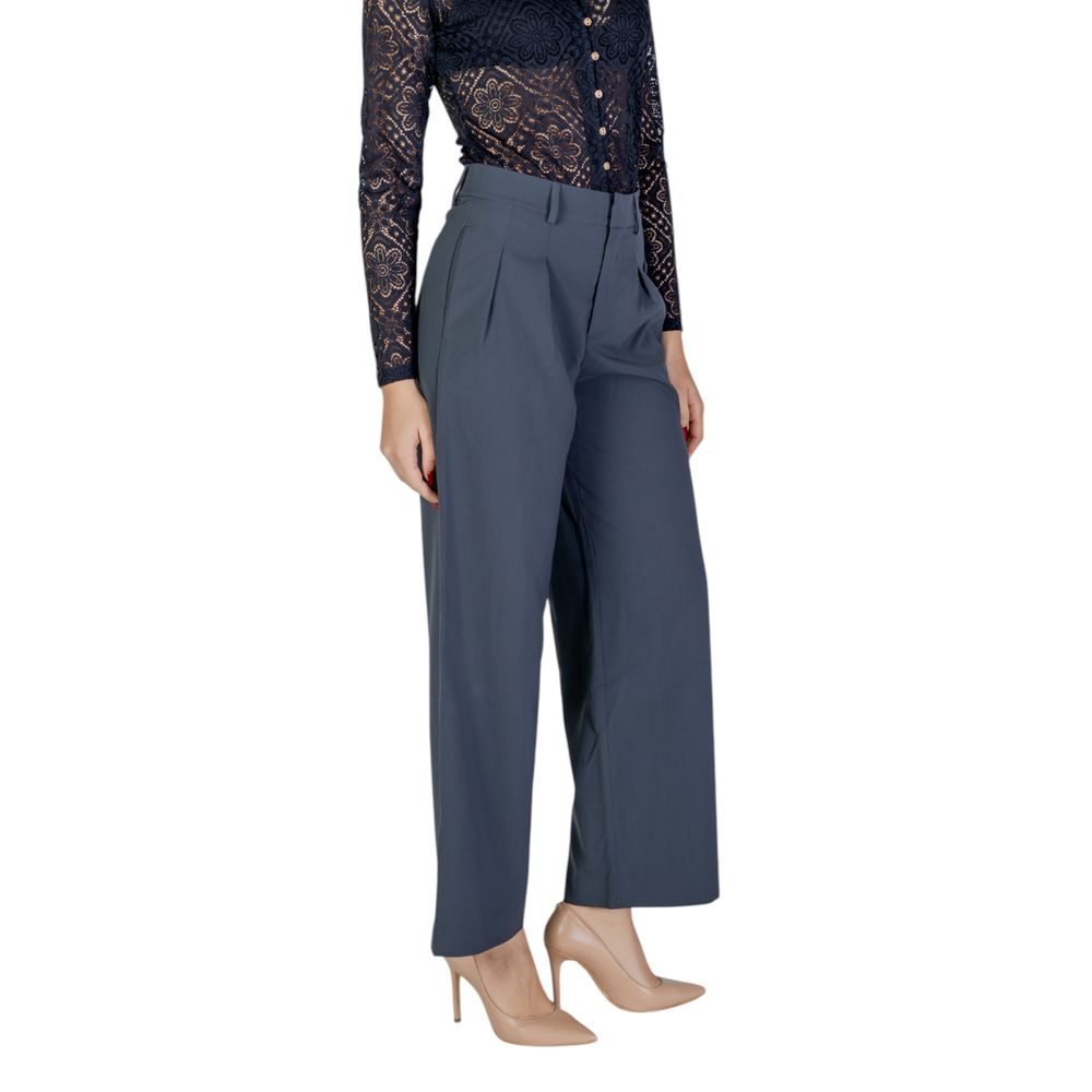 Gray Recycled Polyester Casual Pants - ventzia