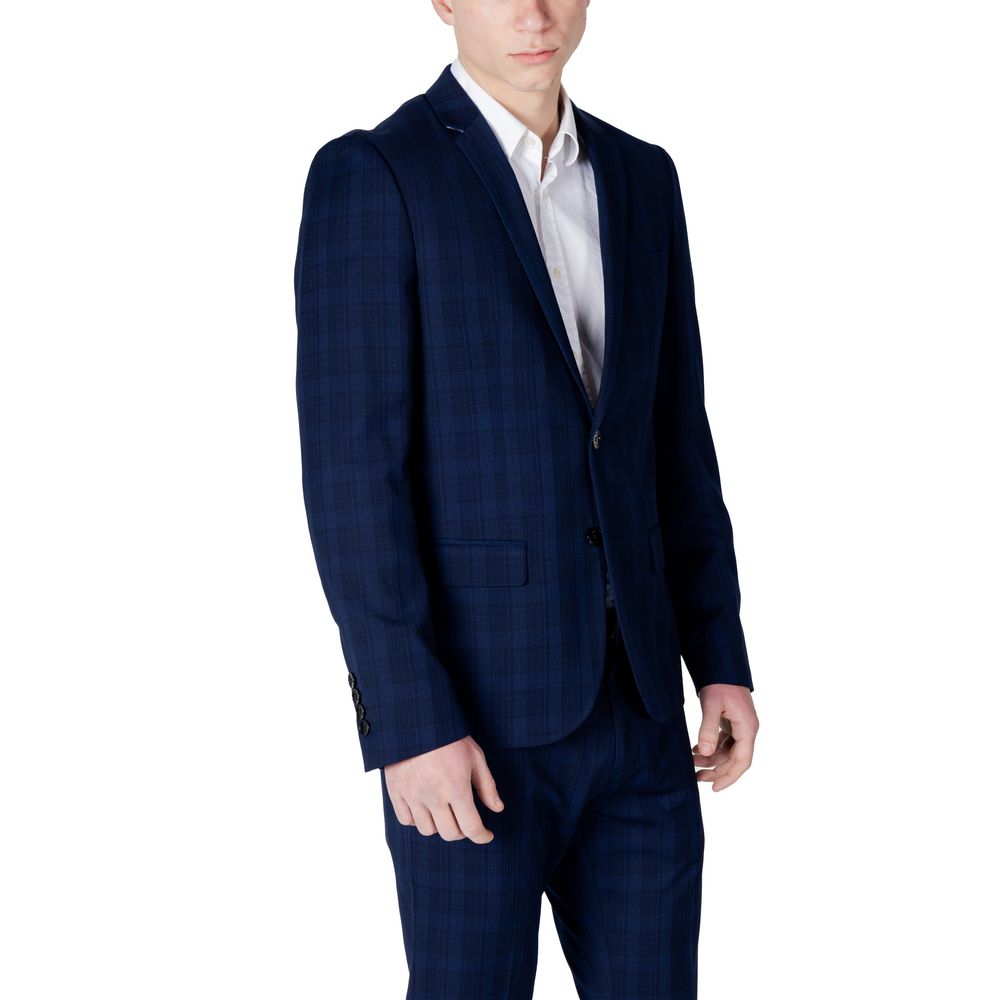 Blue Polyester Blazer - ventzia